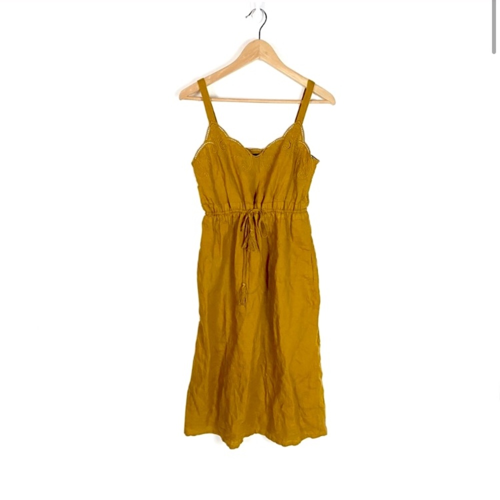 J. Crew Mustard Yellow Linen Dress